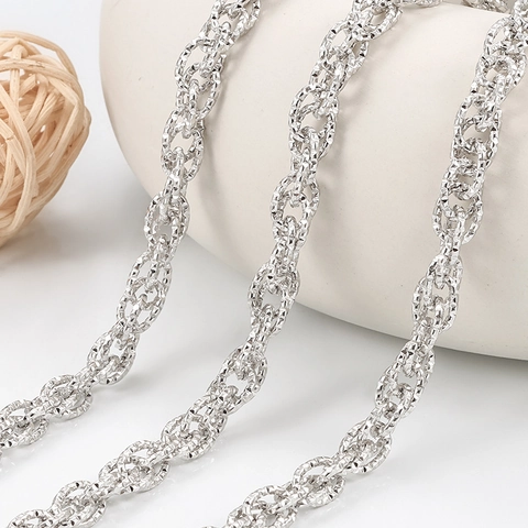 Shiny Diamond Cut Stainless Steel Double Woven Link Chain For DIY Necklace Bracelet Bag Jewelry Making Men Women