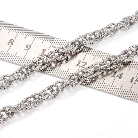 Shiny Diamond Cut Stainless Steel Double Woven Link Chain For DIY Necklace Bracelet Bag Jewelry Making Men Women