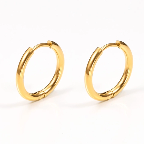 Polished Stainless Steel Hoop Earrings Gold Vacuum Plating Minimalist Round Ear Hooks DIY Jewelry Findings Accessories