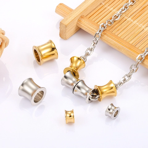Perles Trompette en Acier Inoxydable Tunnels d'Oreille Double Évasement Plaqué Or 18K Perles d'Espacement pour Bijoux DIY