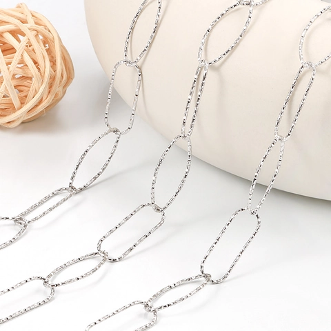 Stainless Steel Faceted Oval Link Chain For DIY Necklace Bracelet Making Diamond Cut Unfinished Jewelry Crafting Chain