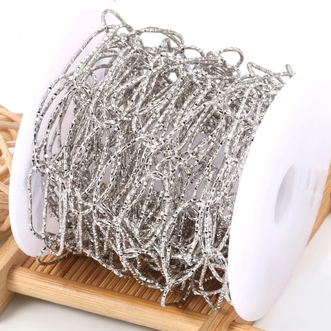 Stainless Steel Faceted Oval Link Chain For DIY Necklace Bracelet Making Diamond Cut Unfinished Jewelry Crafting Chain
