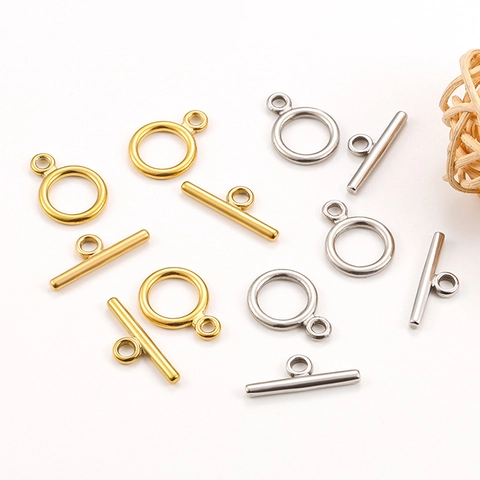 Fermoir à Bascule en Acier Inoxydable Boucle OT Anneau Et Barre en T Connecteurs Pour DIY Bracelet Collier Bijoux Plaqué Or 18K