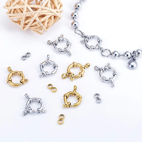 Polished Stainless Steel Spring Ring Clasps Vacuum Gold Plated Jewelry Connectors For Necklace Bracelet DIY Making Crafts