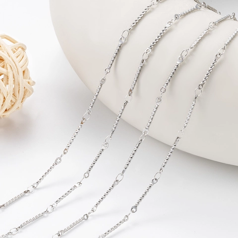 Stainless Steel Twisted Bar Chain Link For DIY Necklace Bracelet Jewelry Making Spiral Texture Non-Fading Steel Color