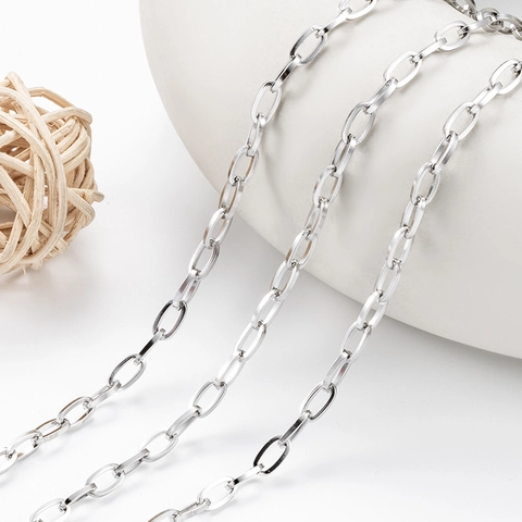 Durable Stainless Steel DIY Jewelry Making Chain Square Wire Cross Link O Chain Non-Fading Metal Chain For Necklaces Craft