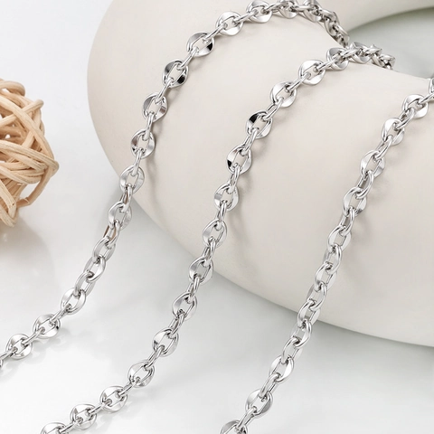 Stainless Steel Lip Shaped Chain DIY Jewelry Making Necklace Bracelet Bag Chains Non Fading Polished Silver Color Link Chain