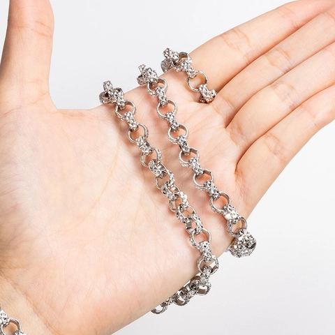 Edelstahl Diamantschliff-Muster O-Kette Für DIY Halskette Armband Herstellung Punk Stil Silber Stahl Farbe Schmuckkette Zubehör