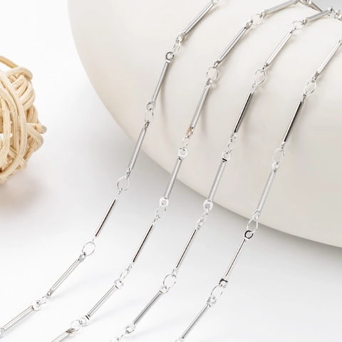 Stainless Steel Round Bar Link Chain For DIY Jewelry Making Simple Unisex Necklace Bracelet Components Non Fading Metal Chain Findings