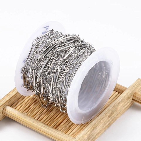 Stainless Steel Round Bar Link Chain For DIY Jewelry Making Simple Unisex Necklace Bracelet Components Non Fading Metal Chain Findings