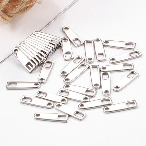 Polished Stainless Steel Rectangle Tail Tag Blank Pendants For Jewelry Making DIY Extension Chain Finding Accessories