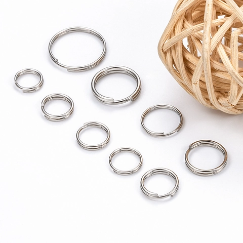 304 Stainless Steel Double Loop Split Rings Silver Steel Color Keychain Connector For DIY Jewelry Making Findings