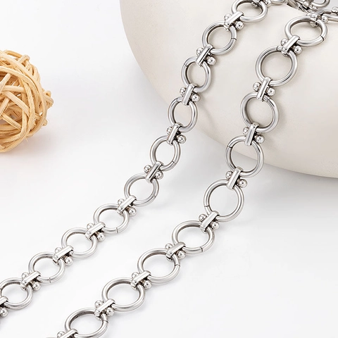 Stainless Steel Round Link Chain With Bar Steel Color Jewelry Making DIY For Necklace Bracelet Handcrafted Metal Chain Spool