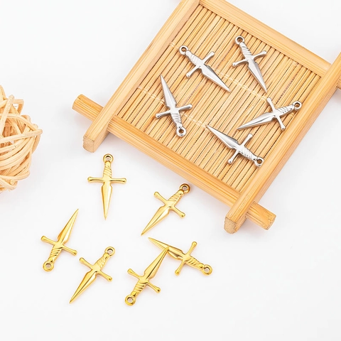 Stainless Steel Polished Cross Sword Pendant Gothic DIY Jewelry Accessory For Necklace Bracelet Gold Silver Pendant Charms