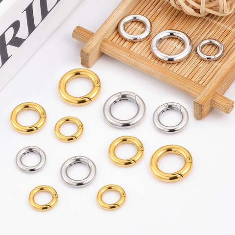 316 Edelstahl Runder Federring Verschluss 18K Vergoldet O-Ring Verbinder Für DIY Halskette Armband Schmuckherstellung Zubehör