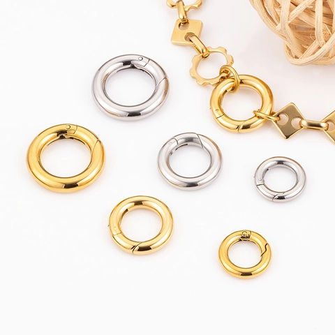 316 Edelstahl Runder Federring Verschluss 18K Vergoldet O-Ring Verbinder Für DIY Halskette Armband Schmuckherstellung Zubehör