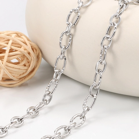 Edelstahl Gemusterte Geprägte Gliederkette Für DIY Schmuckherstellung Punk Halskette Armband Farbecht Stahlfarbe Zubehör