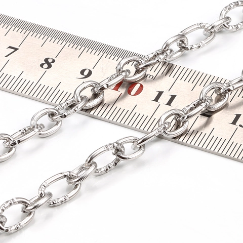 Edelstahl Gemusterte Geprägte Gliederkette Für DIY Schmuckherstellung Punk Halskette Armband Farbecht Stahlfarbe Zubehör