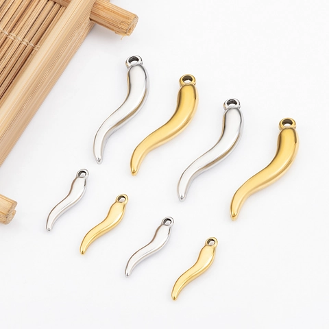 Edelstahl Chili Horn Cornicello Anhänger Charms Für DIY Halskette Armband Ohrring Schmuckherstellung Poliertes Metall Zubehör