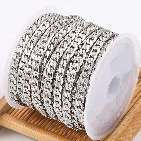 Stainless Steel Cuban Link Curb Chain Diamond Cut NK6DC DIY Jewelry Making Material For Necklaces Bracelets Punk Jewelry