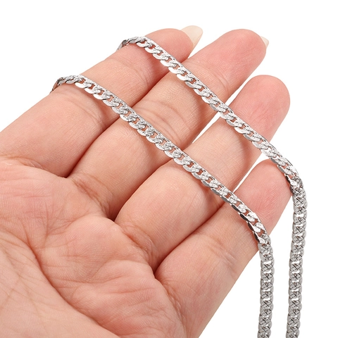 Stainless Steel Cuban Link Curb Chain Diamond Cut NK6DC DIY Jewelry Making Material For Necklaces Bracelets Punk Jewelry