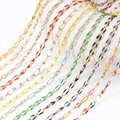 Edelstahl Lippenform Verdrehte Kette Bunte Emaille Tropföl Vergoldet DIY Halskette Armband Tasche Kette Zubehör Schmuckherstellung