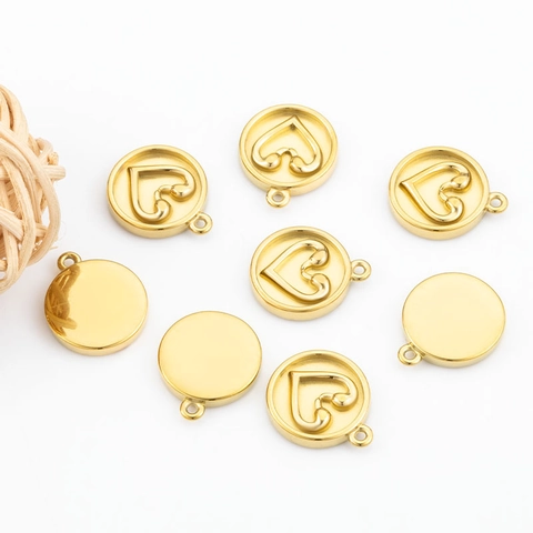 Ciondolo a Cuore Rotondo in Acciaio Inossidabile Accessori per Gioielli Fai da Te Ciondolo a Cuore Per Collane Braccialetti