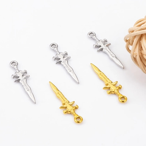 Edelstahl Vintage Schwert Dolch Anhänger DIY Schmuckherstellung Zubehör Für Halskette Armband Silber Gold Schwert Charms