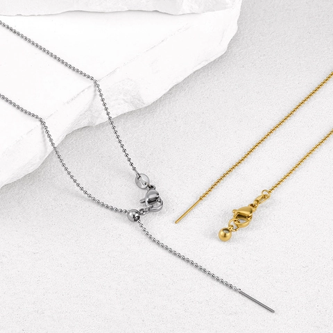 Adjustable Stainless Steel DIY Chain Necklace For Women Gold Silver Plated Snake Bead Cross Sunflower Link Chain Jewelry