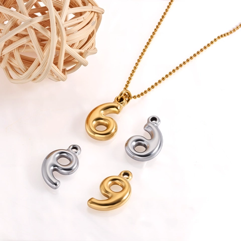 Edelstahl Bubble Zahl 0-9 Anhänger Für DIY Schmuckherstellung 18K Vergoldet 3D Runde Charms Für Halskette Armband Herstellung