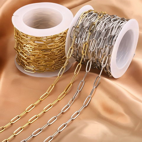 Stainless Steel Paperclip Chain DIY Necklace Bracelet Making Minimalist Metal Links For Jewelry Making Gold Silver Accessory