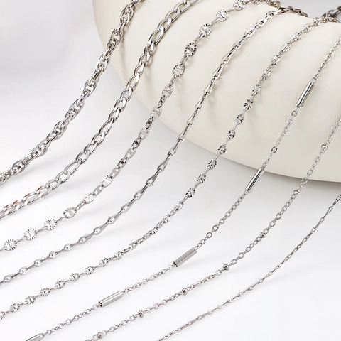 Stainless Steel DIY Jewelry Making Chain Roll For Necklace Bracelet Steel Color Polished Metal Link Chain Craft Supply
