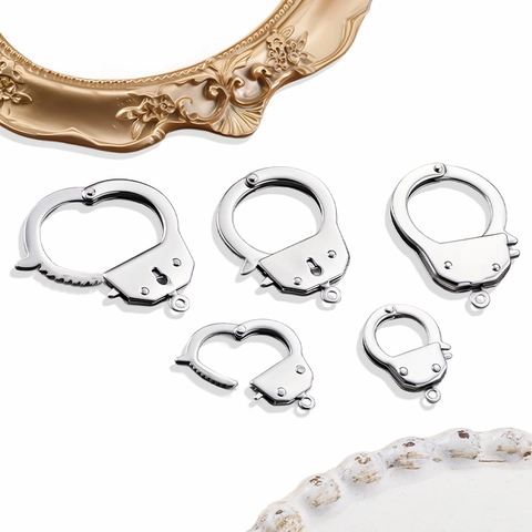 Stainless Steel Handcuff Pendant Only (Without Chain) Polished Silver DIY Jewelry Making Connection Buckle Accessory