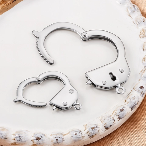 Stainless Steel Handcuff Pendant Only (Without Chain) Polished Silver DIY Jewelry Making Connection Buckle Accessory