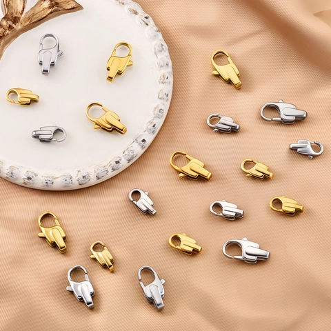 Stainless Steel Square Lobster Clasp DIY Jewelry Making Connector For Necklace Bracelet Non-Fading Gold Silver Clasp