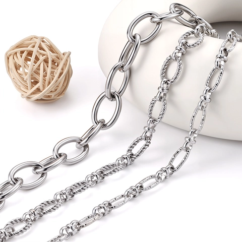 Catena per Gioielli Fai-da-te in Acciaio Inossidabile Maglia Ovale Intrecciata O-Chain Metallo Inossidabile per Collane Braccialetti