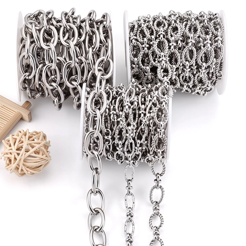 Catena per Gioielli Fai-da-te in Acciaio Inossidabile Maglia Ovale Intrecciata O-Chain Metallo Inossidabile per Collane Braccialetti