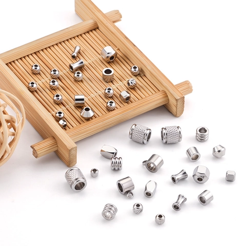 Stainless Steel Geometric Spacer Beads For DIY Jewelry Making Bracelet Necklace Tarnish-Free Metal Loose Beads Supplies