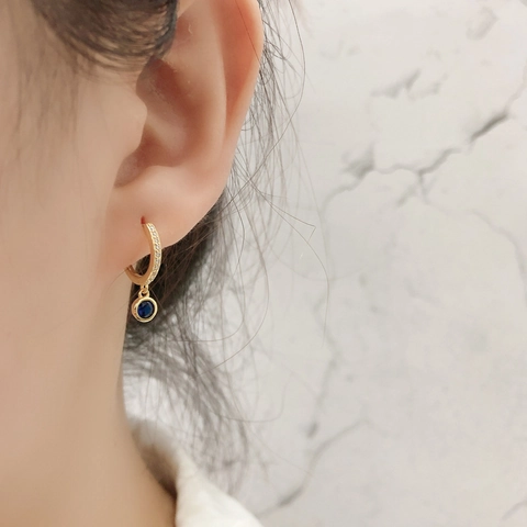 925 Sterling Silver Colorful Zirconia Huggie Hoop Earrings For Women French Elegant Geometric Round Drop Earrings Light Luxury Fashion Jewelry