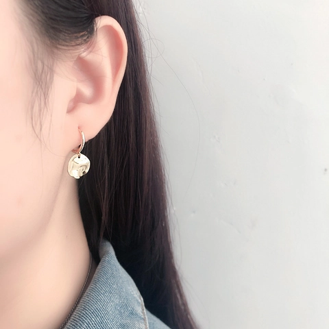 Orecchini a Cerchio Rotondi Irregolari in Argento Sterling 925 per Donna Gioielli Orecchini Pendenti Geometrici Minimalisti