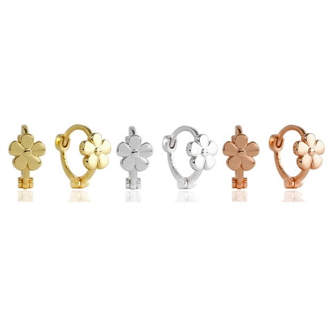 925 Sterling Zilver Bloem Huggie Oorbellen Voor Vrouwen Minimalistische Kleine Goud Roségoud Zilveren Creolen Sieraden Cadeau