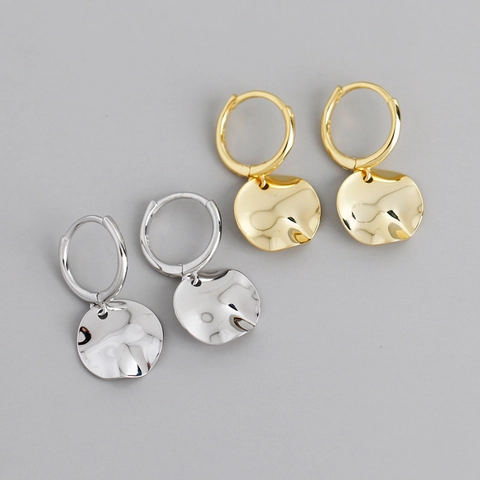 Orecchini a Cerchio Rotondi Irregolari in Argento Sterling 925 per Donna Gioielli Orecchini Pendenti Geometrici Minimalisti