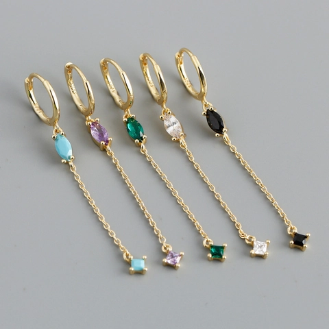 925 Sterling Silver Marquise Zirconia Dangle Earrings For Women Gold White Gold Plated Long Tassel Fashion Jewelry Earring Pendants