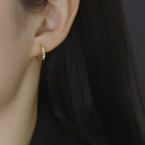 925 Sterling Silver Hoop Earrings For Women Diamond Cut Geometric Texture Huggie Earrings Fashion Jewelry Daily Accessories