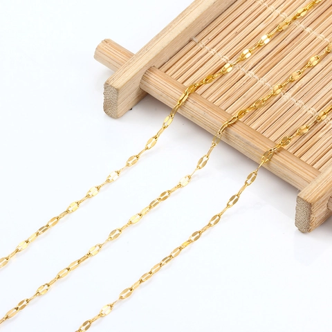 Stainless Steel Lip Chain DIY Jewelry Accessory Vacuum 18K Gold Plated Fine Chain For Necklace Bracelet Making Components