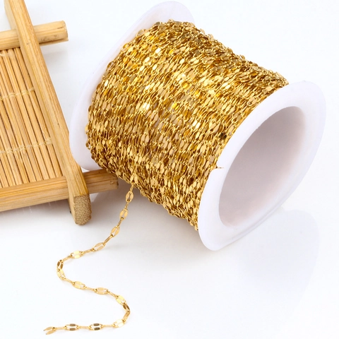 Stainless Steel Lip Chain DIY Jewelry Accessory Vacuum 18K Gold Plated Fine Chain For Necklace Bracelet Making Components