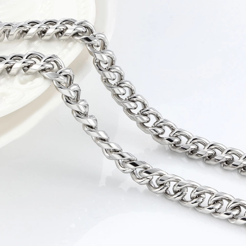 Hip Hop Stainless Steel Cuban Link Chain For Men Silver Tone Curb Chain DIY Jewelry Making Individual Trend Punk Style Necklace
