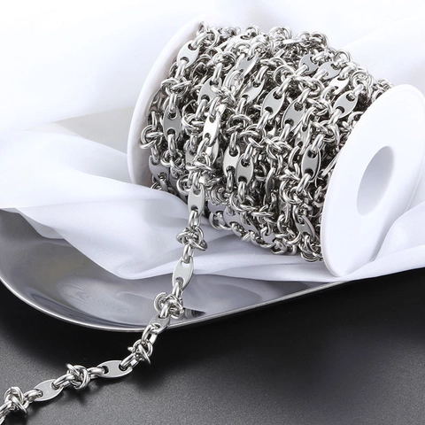 Stainless Steel Coffee Bean Knot Chain For DIY Jewelry Making Hip Hop Personalized Necklace Bracelet Accessories Metal Links