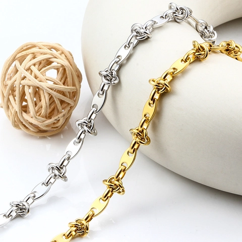 Stainless Steel Coffee Bean Knot Chain For DIY Jewelry Making Hip Hop Personalized Necklace Bracelet Accessories Metal Links