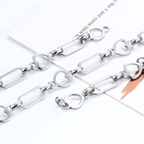 Stainless Steel Heart Shape Rectangular Links Chain DIY Jewelry Making Necklace Bracelet Making Accessories Findings